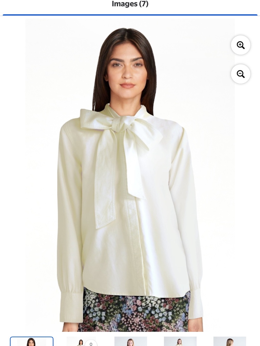 Tie-Neck Long Sleeve Blouse in White Women's Top